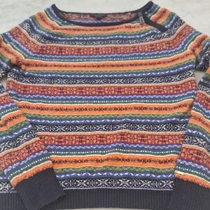 Tommy Hilfiger Wom Long Sleeve Crew Neck Sweater Size S‎ Fair Isle Design Zipper